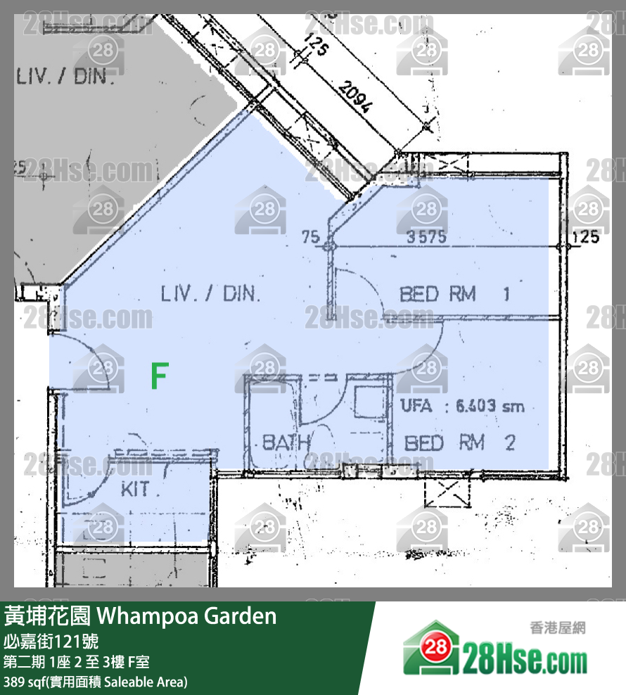 黃埔花園 第二期 1座 3樓 F室 平面圖