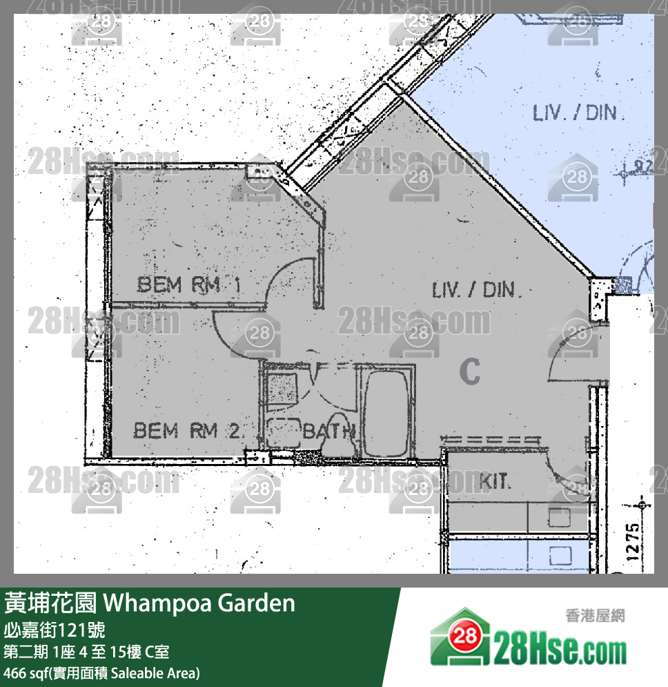 黃埔花園 第二期 1座 4樓 C室 平面圖