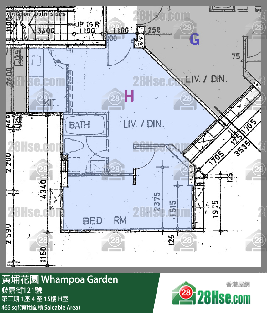 黃埔花園 第二期 1座 6樓 H室 平面圖