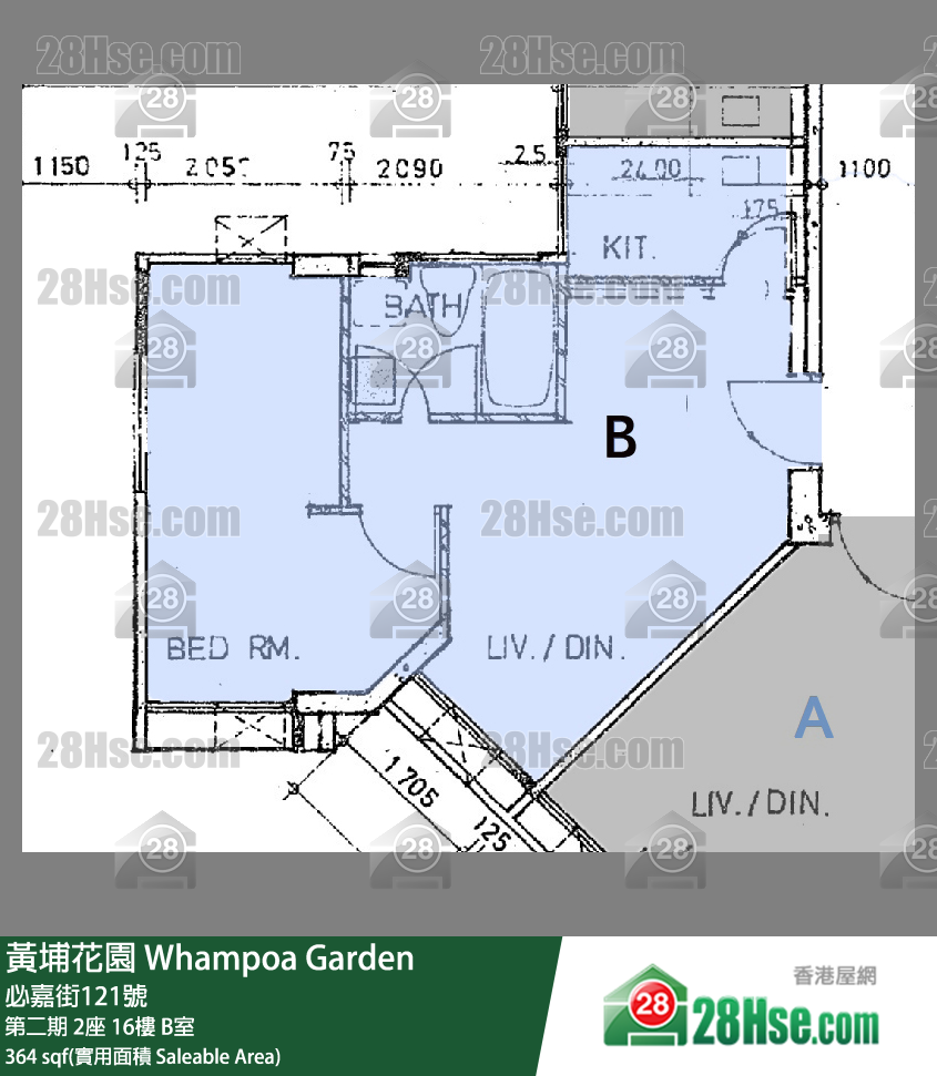 黃埔花園 第二期2座16樓 B室 平面圖