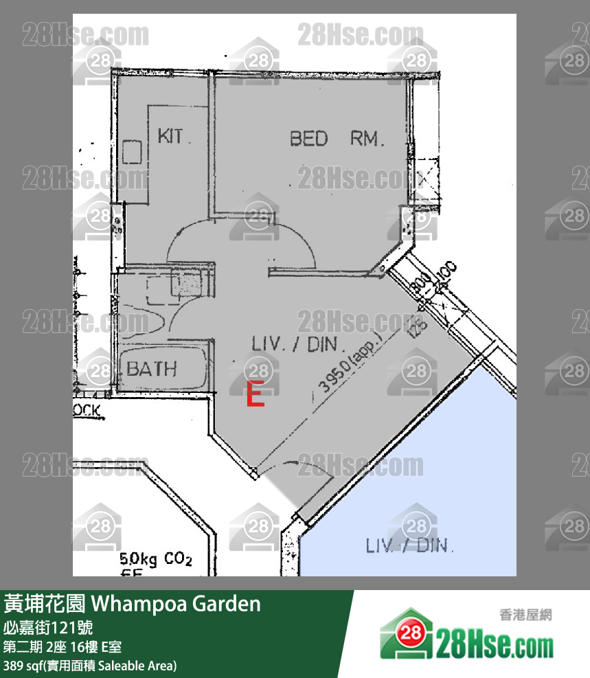 黃埔花園 第二期2座16樓 E室 平面圖