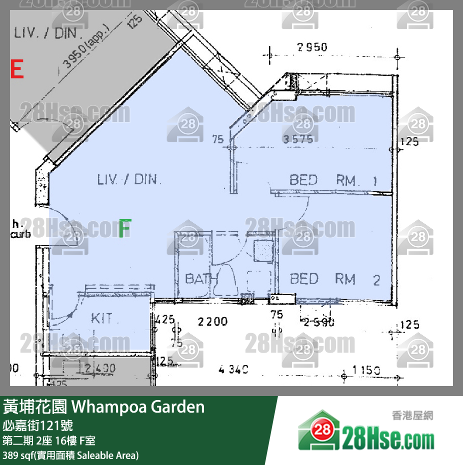 黃埔花園 第二期2座16樓 F室 平面圖