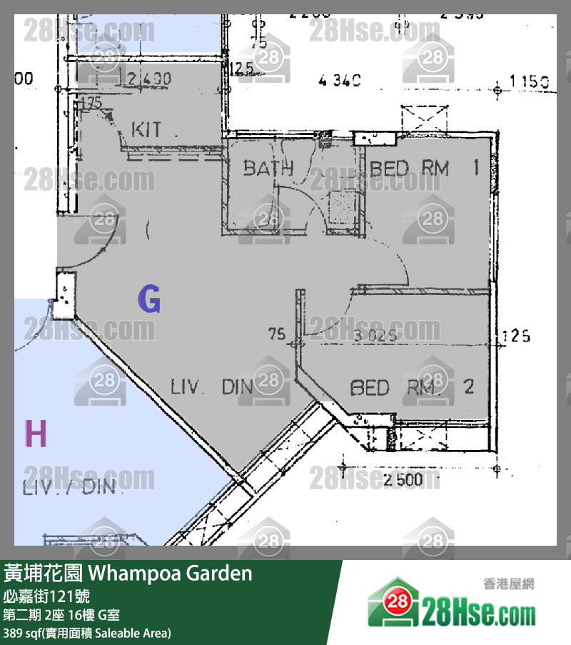 黃埔花園 第二期2座16樓 G室 平面圖