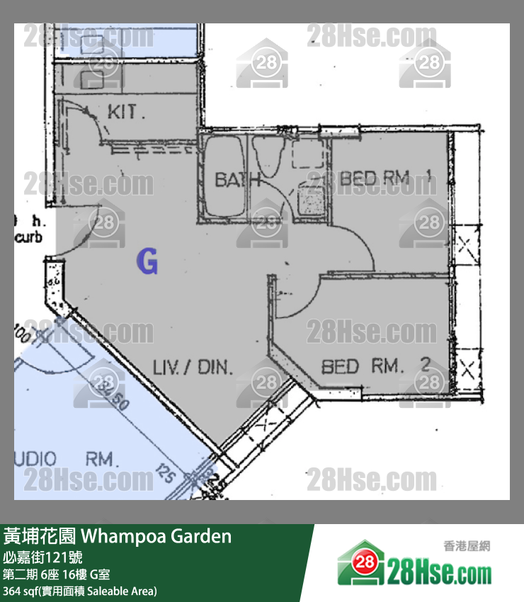 黃埔花園 第二期 6座 16樓 G室 平面圖