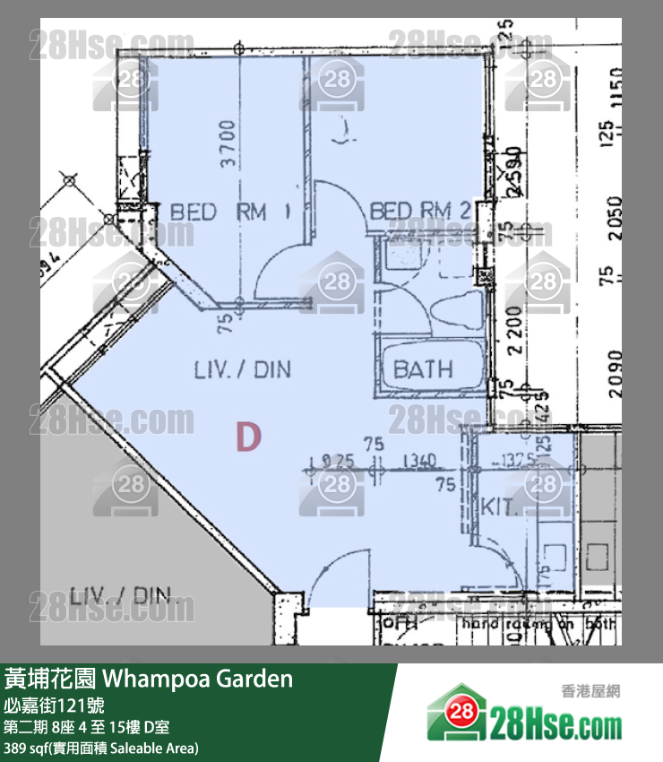 黃埔花園 第二期 8座 8樓 D室 平面圖