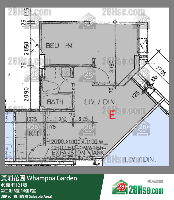 黃埔花園 第二期8座16樓 E室 平面圖