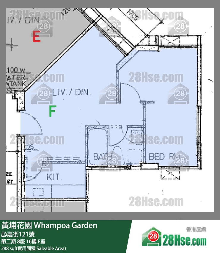 黃埔花園 第二期 8座 16樓 F室 平面圖