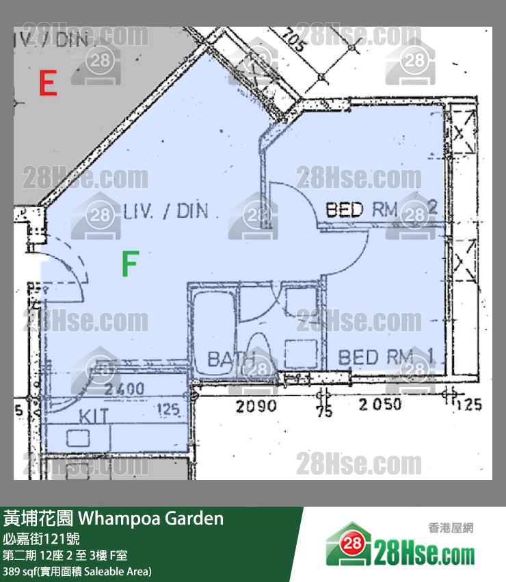 黄埔花园 第二期12座3楼 F室 平面图