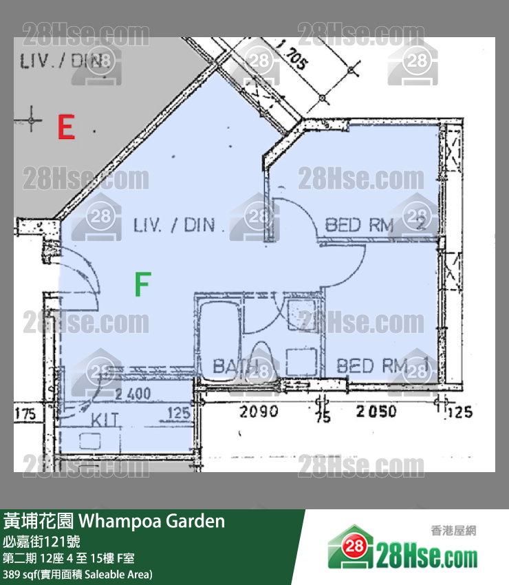 黃埔花園 第二期 12座 4樓 F室 平面圖