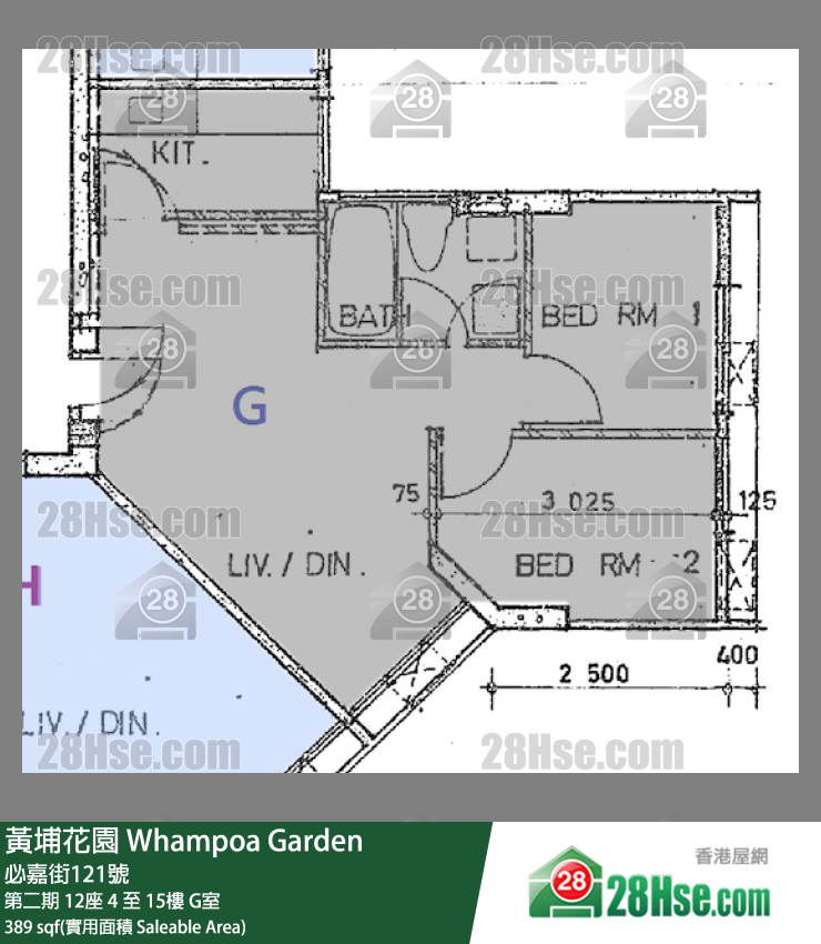 黃埔花園 第二期 12座 7樓 G室 平面圖