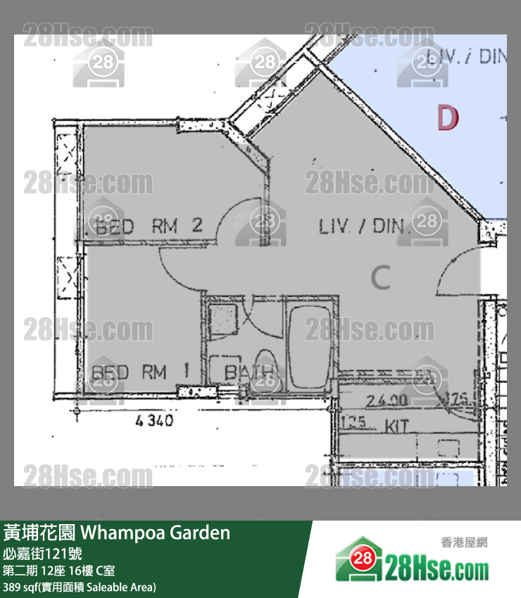 黃埔花園 第二期 12座 16樓 C室 平面圖