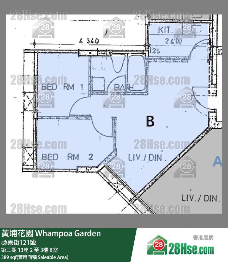 黄埔花园 第二期13座2楼 B室 平面图