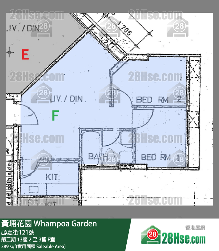 Whampoa Garden, Flat F, 3/F, Block 13, Site 2 FloorPlan