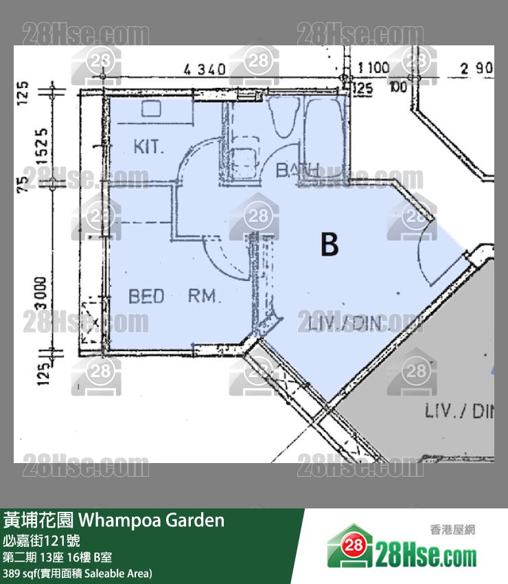 黃埔花園 第二期13座16樓 B室 平面圖