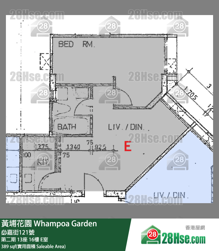 黃埔花園 第二期13座16樓 E室 平面圖