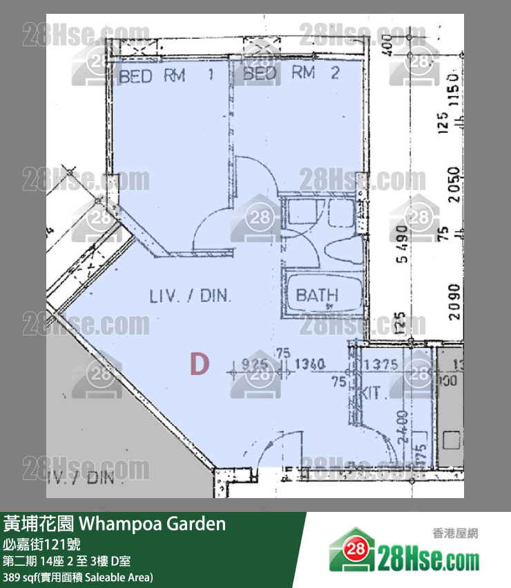 黃埔花園 第二期 14座 3樓 D室 平面圖