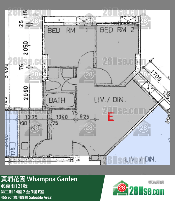 黃埔花園 第二期14座3樓 E室 平面圖