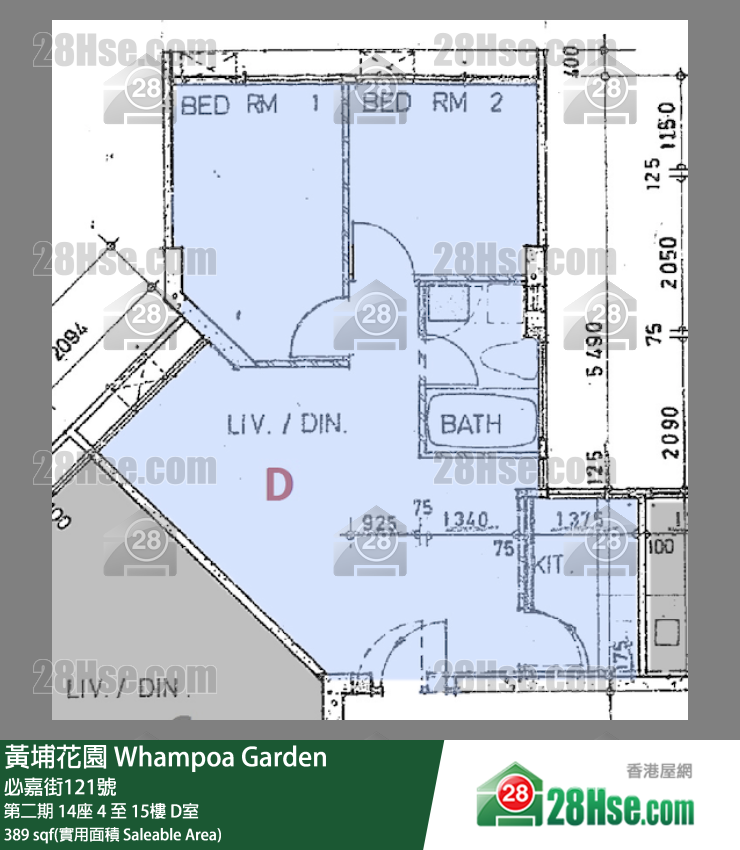 黃埔花園 第二期 14座 7樓 D室 平面圖
