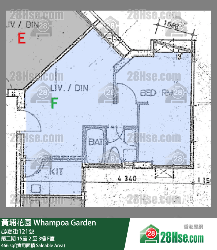 黃埔花園 第二期 15座 3樓 F室 平面圖
