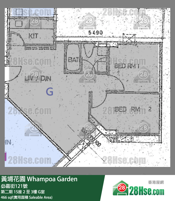 黃埔花園 第二期 15座 3樓 G室 平面圖