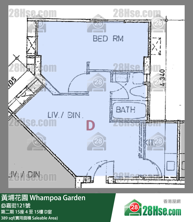 黃埔花園 第二期 15座 12樓 D室 平面圖