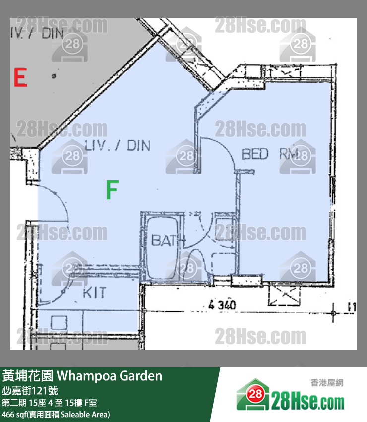 黃埔花園 第二期15座8樓 F室 平面圖