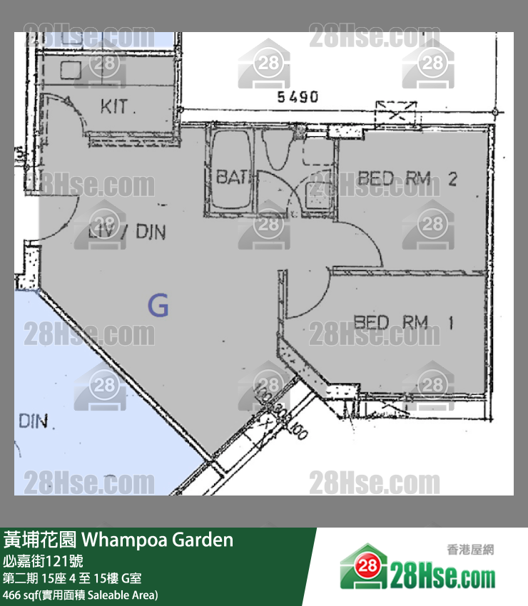 黃埔花園 第二期15座6樓 G室 平面圖