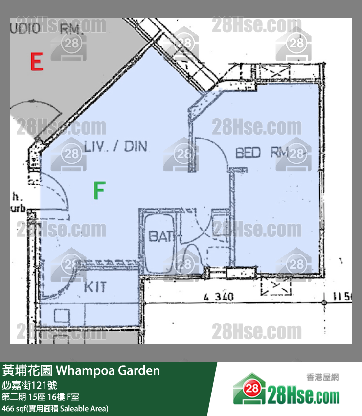 黃埔花園 第二期15座16樓 F室 平面圖