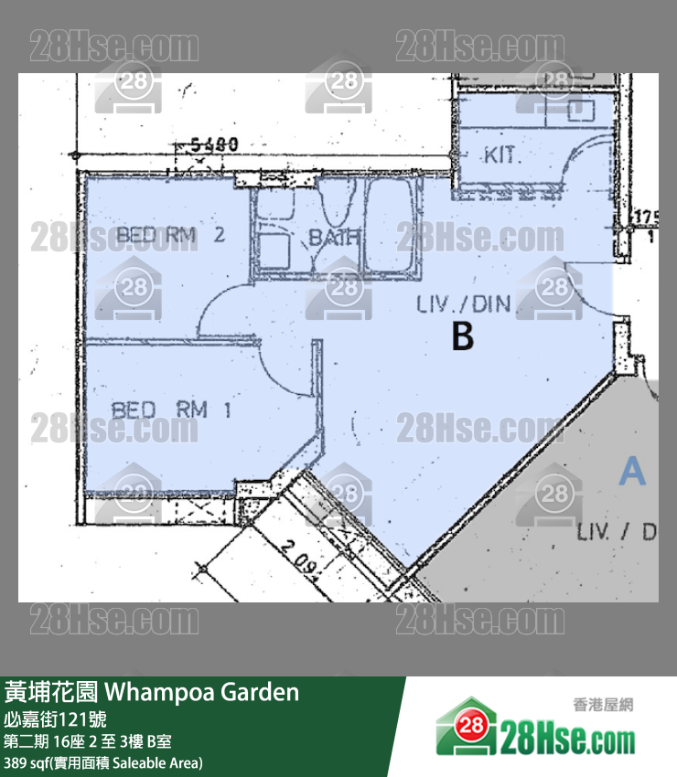 黄埔花园 第二期16座2楼 B室 平面图