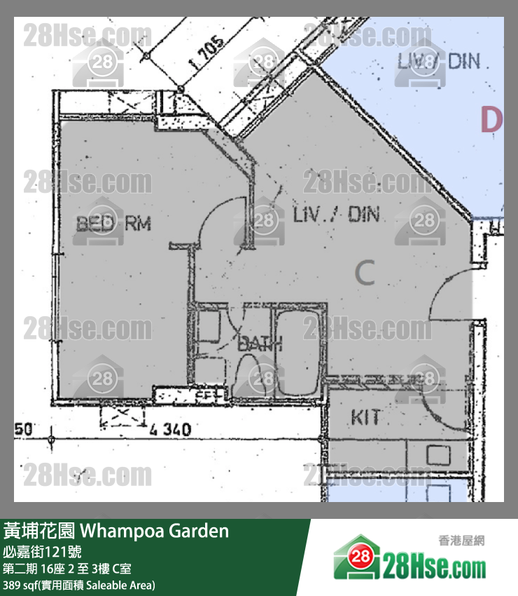 黄埔花园 第二期 16座 3楼 C室 平面图