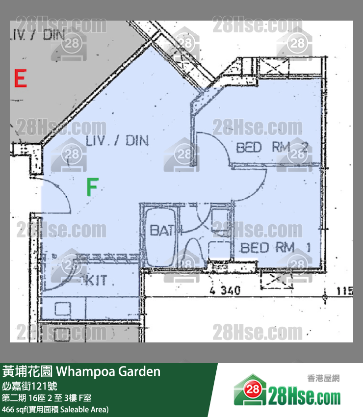 黄埔花园 第二期16座2楼 F室 平面图