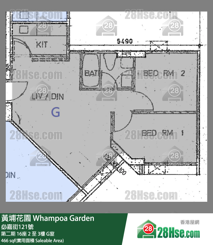 黄埔花园 第二期16座3楼 G室 平面图