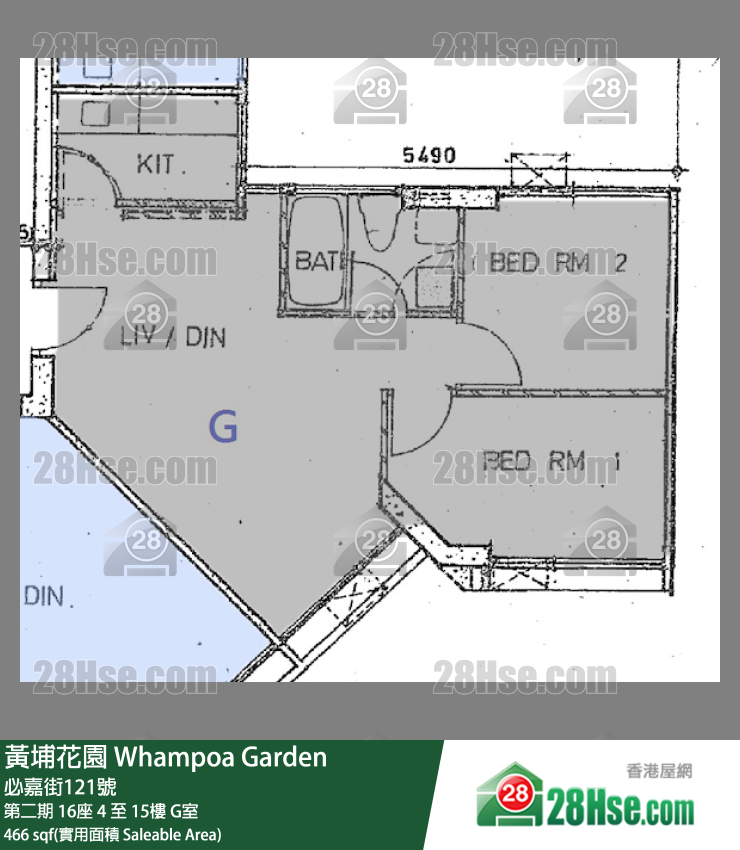 黃埔花園 第二期 16座 8樓 G室 平面圖