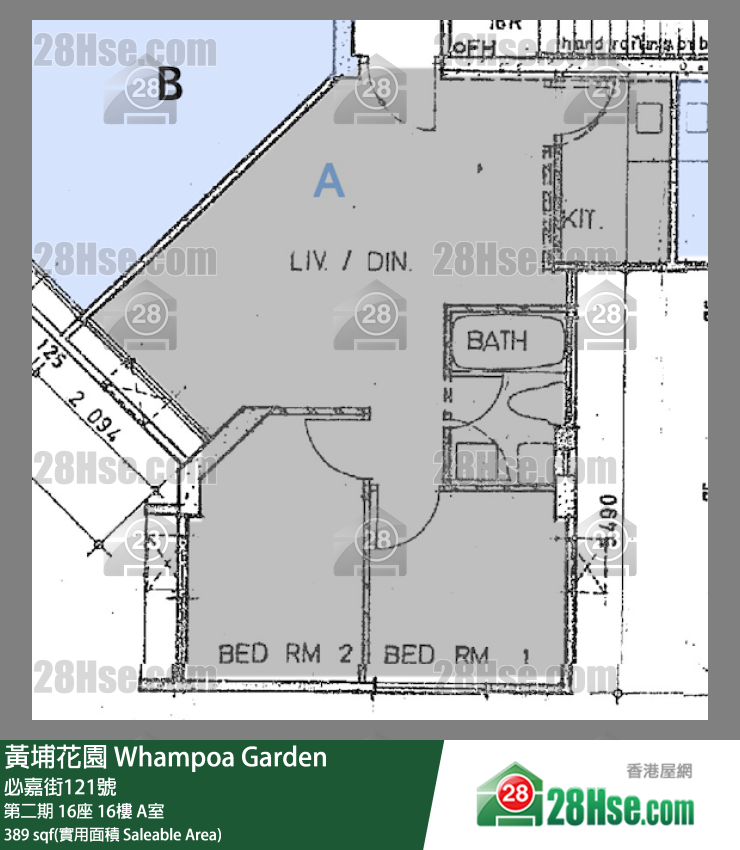 黄埔花园 第二期16座16楼 A室 平面图
