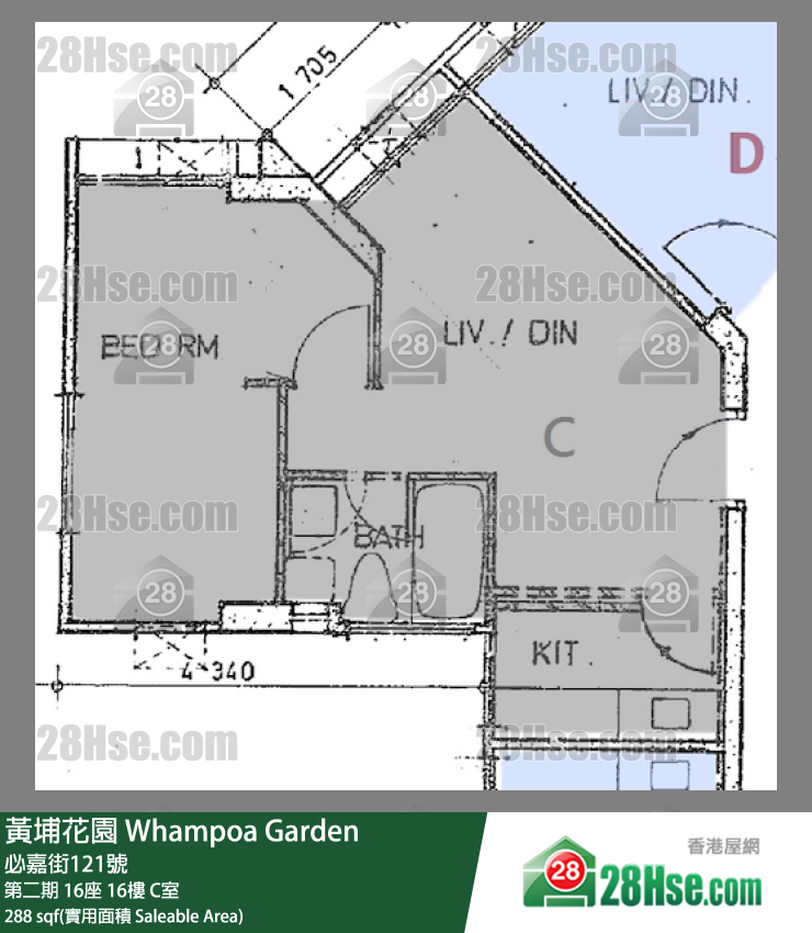 黄埔花园 第二期16座16楼 C室 平面图