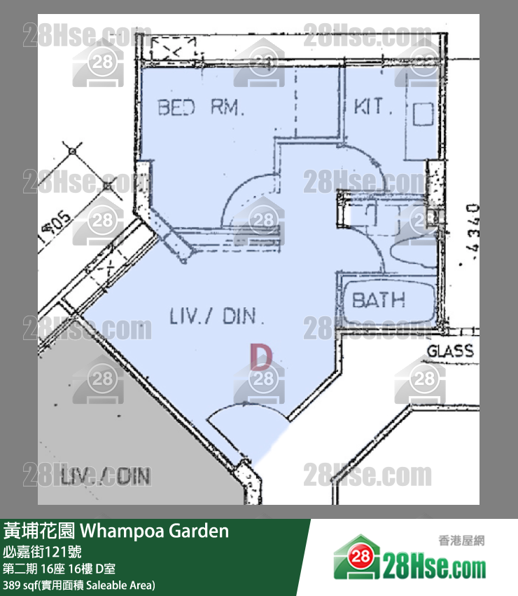 黄埔花园 第二期 16座 16楼 D室 平面图