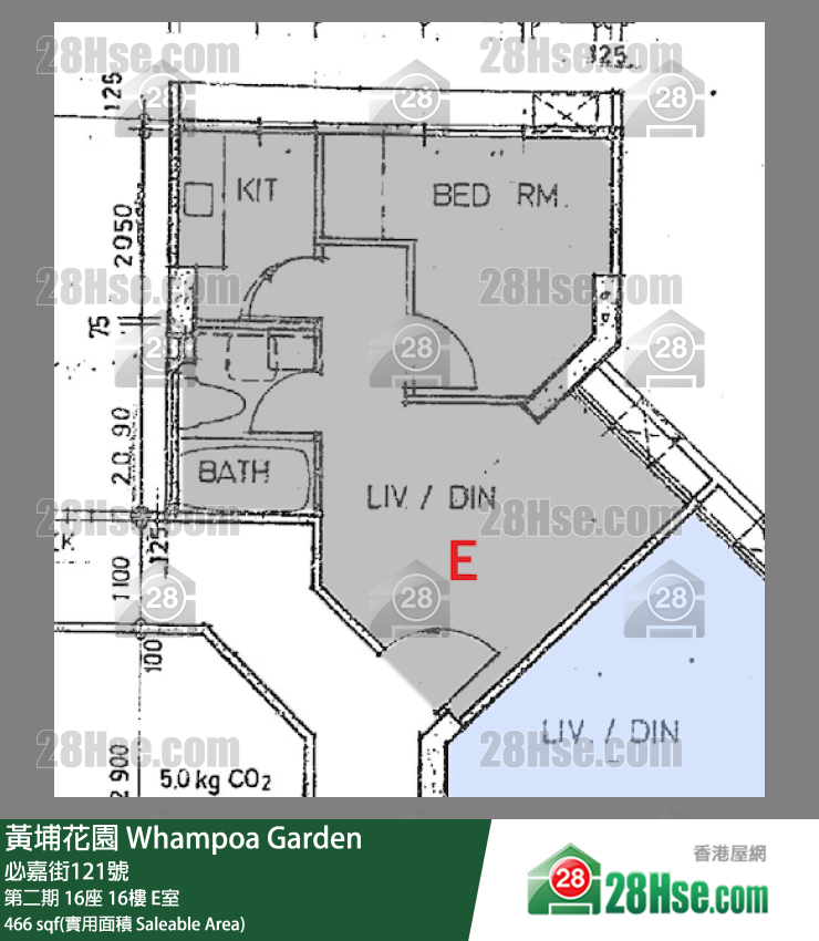 黄埔花园 第二期16座16楼 E室 平面图