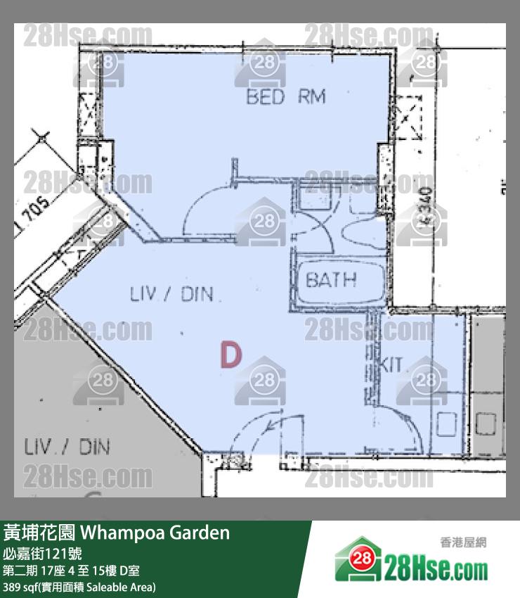 黃埔花園 第二期 17座 12樓 D室 平面圖