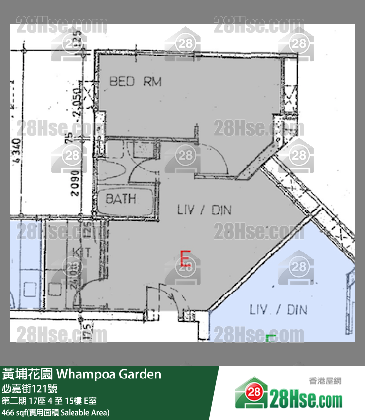 黃埔花園 第二期 17座 6樓 E室 平面圖