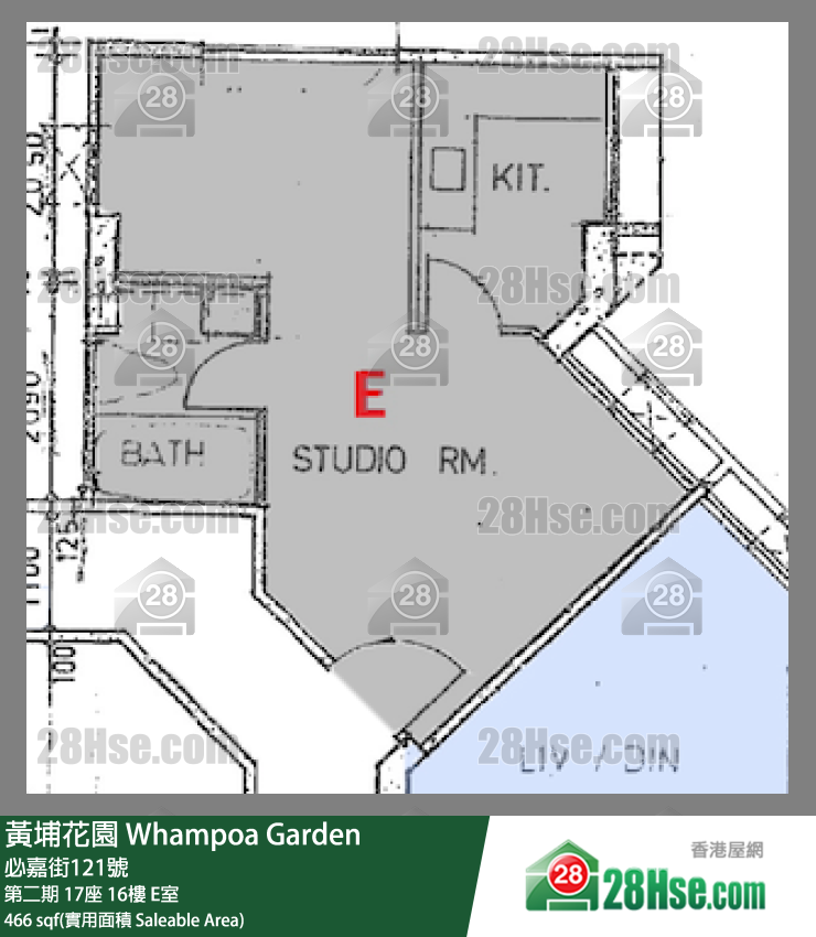 黄埔花园 第二期17座16楼 E室 平面图