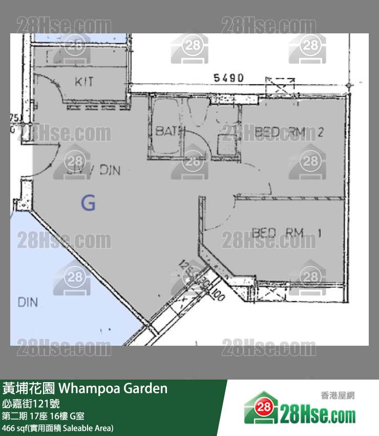 黃埔花園 第二期17座16樓 G室 平面圖