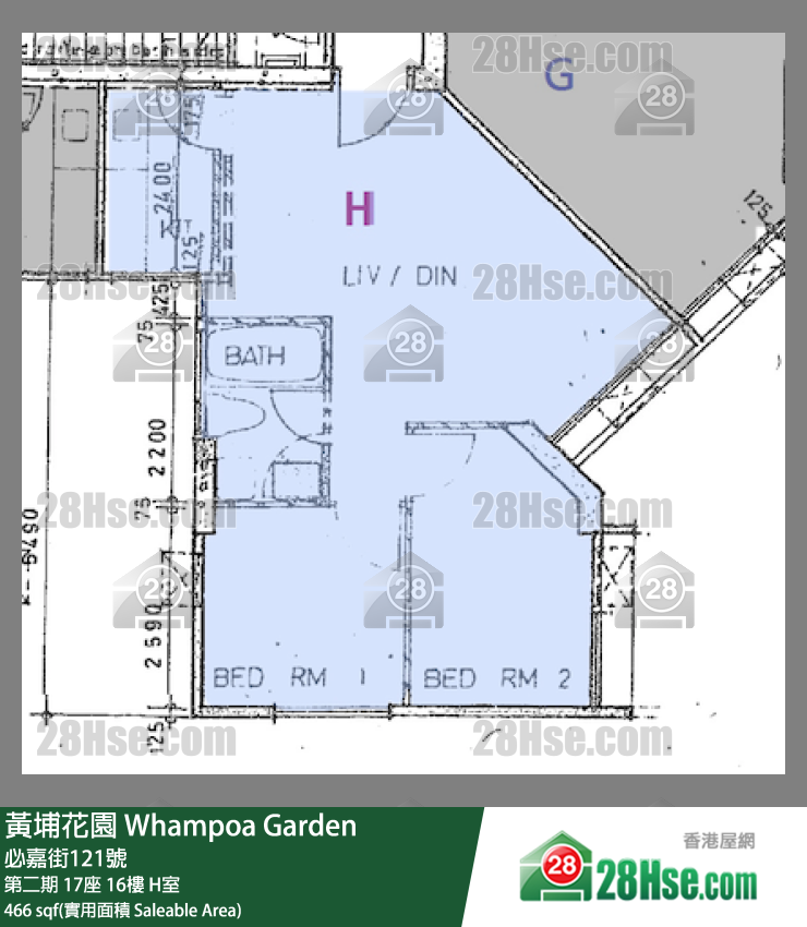 黃埔花園 第二期17座16樓 H室 平面圖