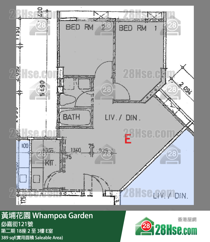 黃埔花園 第二期18座3樓 E室 平面圖