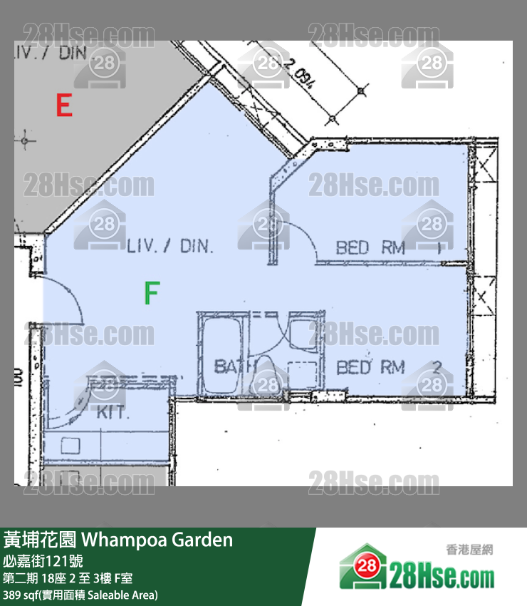 黃埔花園 第二期 18座 2樓 F室 平面圖