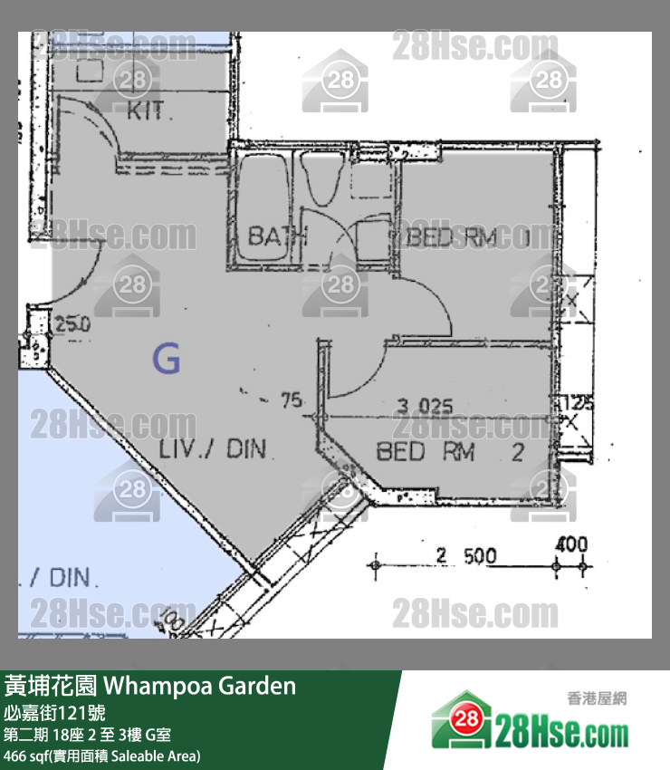 黃埔花園 第二期18座2樓 G室 平面圖