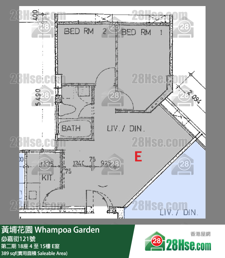 黃埔花園 第二期 18座 15樓 E室 平面圖