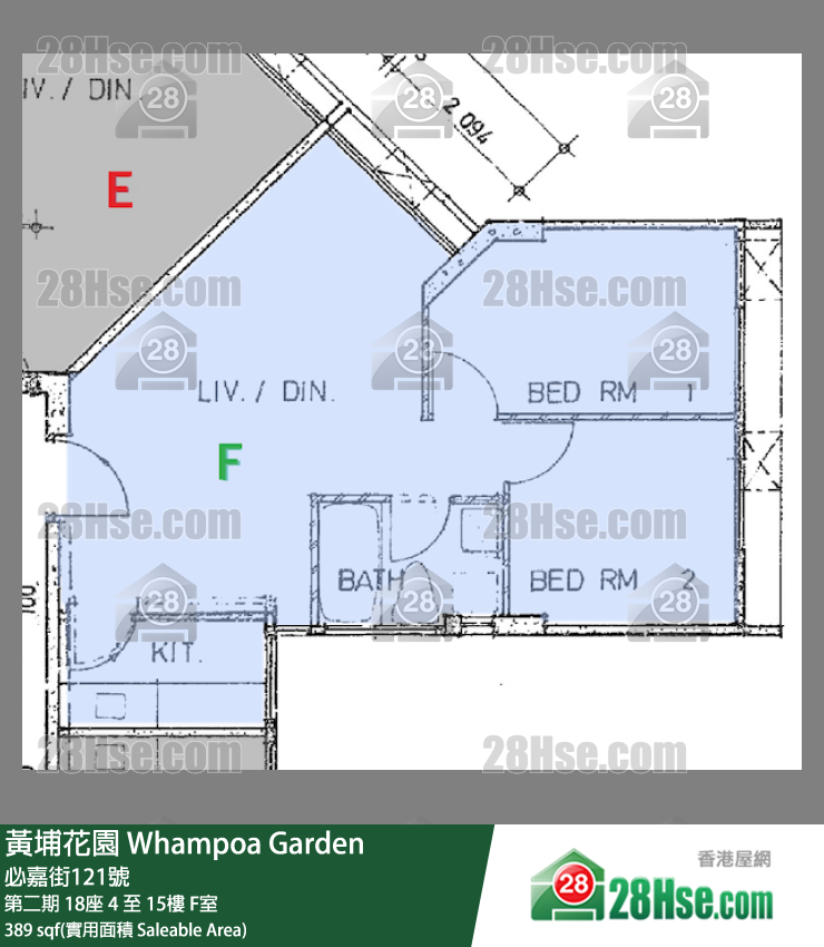 黃埔花園 第二期18座6樓 F室 平面圖