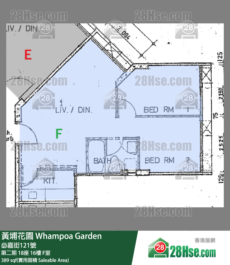 黃埔花園 第二期 18座 16樓 F室 平面圖