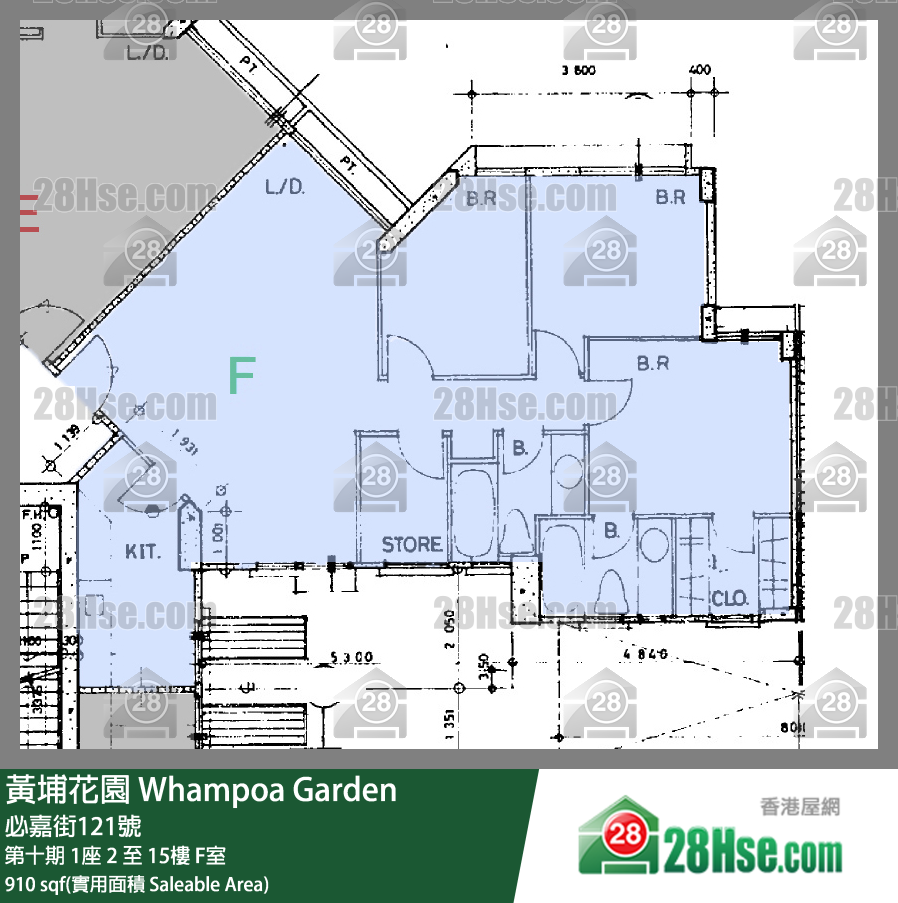 黃埔花園 第十期1座10樓 F室 平面圖