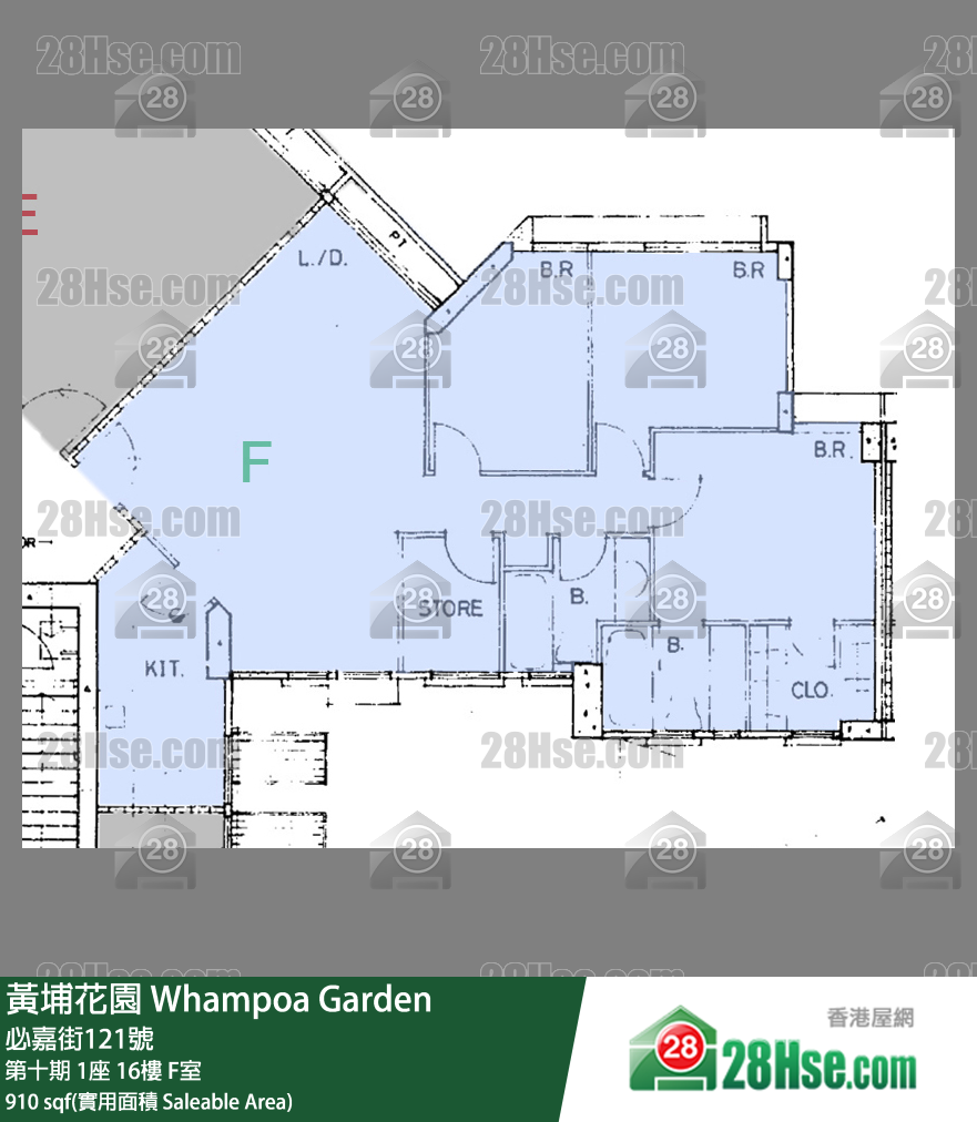 黃埔花園 第十期1座16樓 F室 平面圖